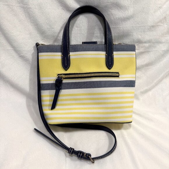 Dooney & Bourke Westerly Mini Waverly Yellow Navy White Striped Mini Tote - Picture 5 of 16